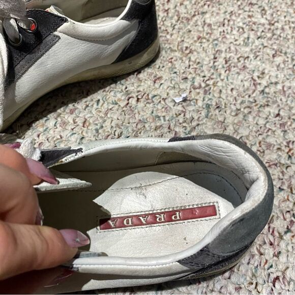 Prada Sport Women's Leather Sneakers Color Block Designer Shoes Size 6.5 - Picture 6 of 7
